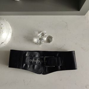 Wide genuine leather belt